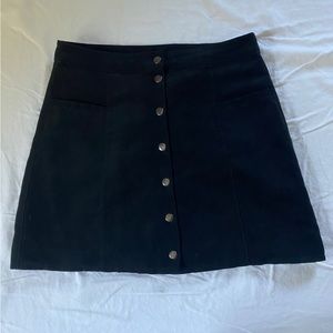 H&M Black faux suede mini skirt with silver buttons size 10